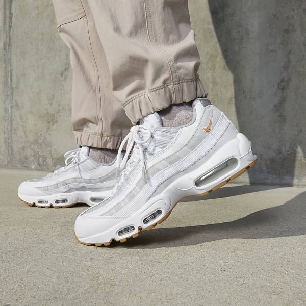 Αθλητικά Παπούτσια Nike Air Max 95 ανδρικα ασπρα Πλατίνα γκρι κίτρινα | NK317GMN