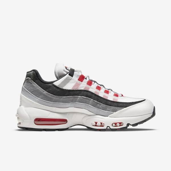 Αθλητικά Παπούτσια Nike Air Max 95 ανδρικα ασπρα ανοιχτο γκρι κοκκινα | NK845FBW