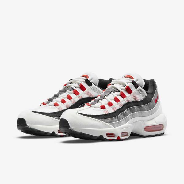 Αθλητικά Παπούτσια Nike Air Max 95 ανδρικα ασπρα ανοιχτο γκρι κοκκινα | NK845FBW