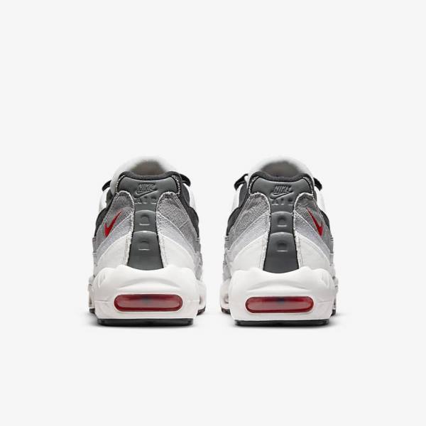 Αθλητικά Παπούτσια Nike Air Max 95 ανδρικα ασπρα ανοιχτο γκρι κοκκινα | NK845FBW