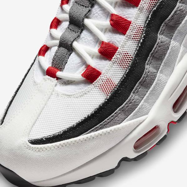 Αθλητικά Παπούτσια Nike Air Max 95 ανδρικα ασπρα ανοιχτο γκρι κοκκινα | NK845FBW