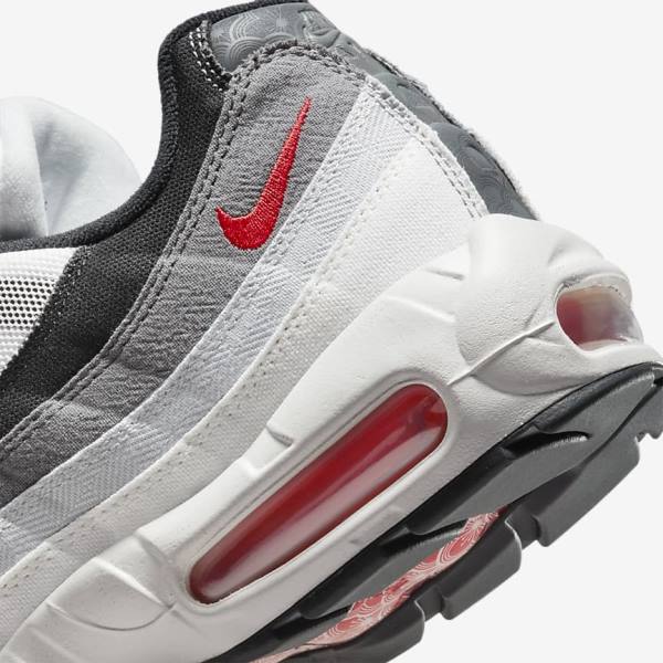 Αθλητικά Παπούτσια Nike Air Max 95 ανδρικα ασπρα ανοιχτο γκρι κοκκινα | NK845FBW