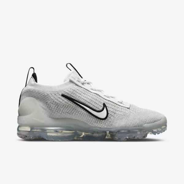 Αθλητικά Παπούτσια Nike Air VaporMax 2021 FK ανδρικα ασπρα μαυρα μεταλλικός ασημι | NK071VDY