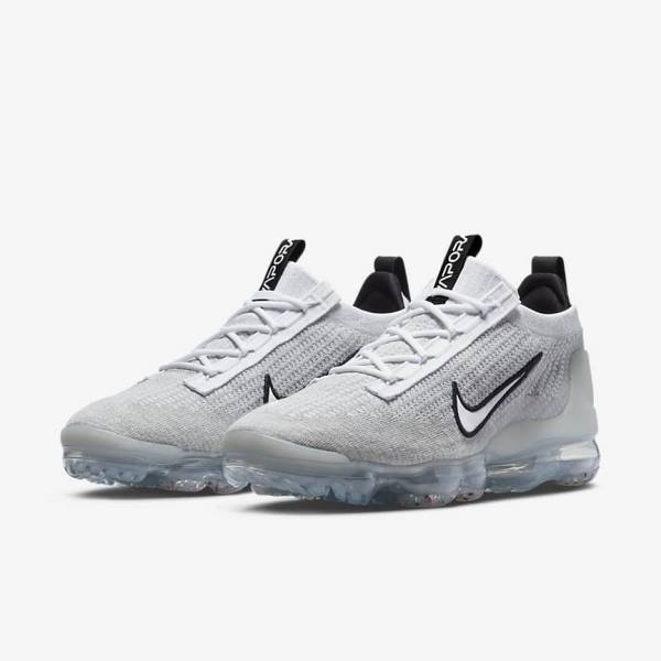 Αθλητικά Παπούτσια Nike Air VaporMax 2021 FK ανδρικα ασπρα μαυρα μεταλλικός ασημι | NK071VDY