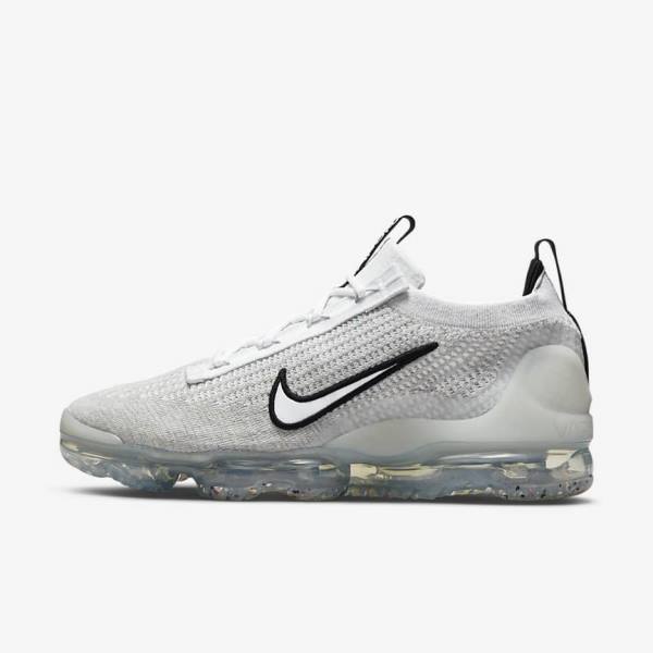 Αθλητικά Παπούτσια Nike Air VaporMax 2021 FK ανδρικα ασπρα μαυρα μεταλλικός ασημι | NK071VDY