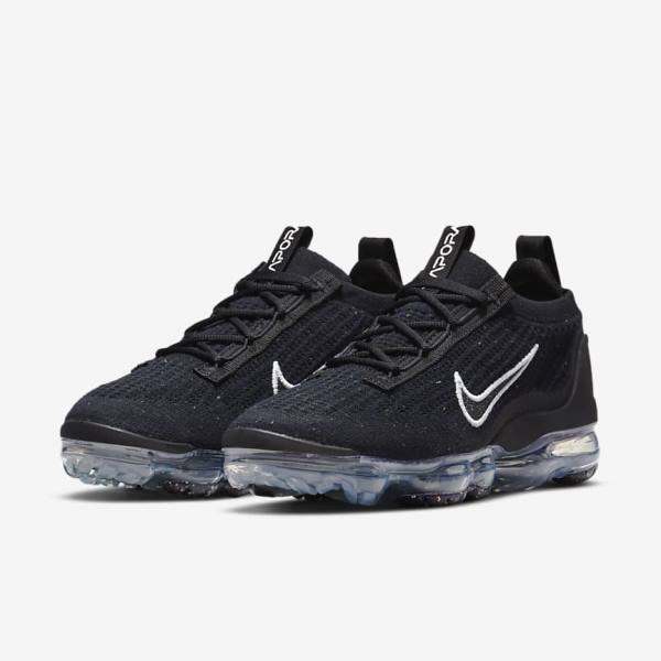 Αθλητικά Παπούτσια Nike Air VaporMax 2021 FK γυναικεια μαυρα μεταλλικός ασημι ασπρα | NK604JVA