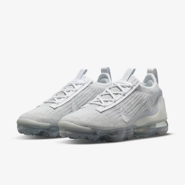 Αθλητικά Παπούτσια Nike Air VaporMax 2021 FK γυναικεια ασπρα Πλατίνα μεταλλικός ασημι ασπρα | NK642OZL