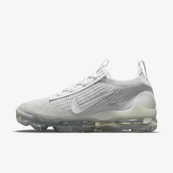 Αθλητικά Παπούτσια Nike Air VaporMax 2021 FK γυναικεια ασπρα Πλατίνα μεταλλικός ασημι ασπρα | NK642OZL