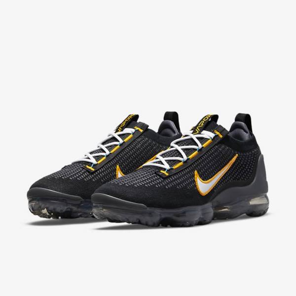 Αθλητικά Παπούτσια Nike Air VaporMax 2021 FK ανδρικα μαυρα χρυσο χρωμα σκούρο γκρι ασπρα | NK971MOG