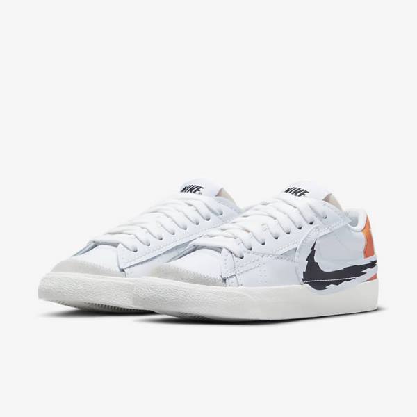 Αθλητικά Παπούτσια Nike Blazer Low 77 Jumbo ανδρικα ασπρα πορτοκαλι μαυρα | NK872DPZ