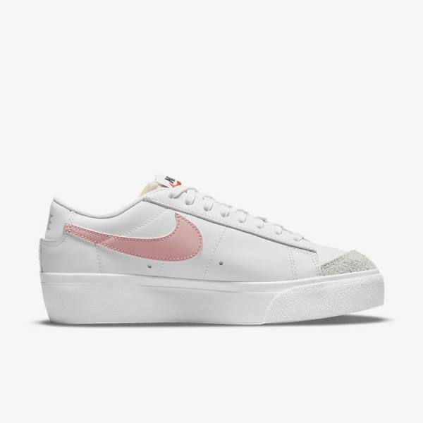 Αθλητικά Παπούτσια Nike Blazer Low flatforms γυναικεια ασπρα μαυρα ροζ | NK106VPJ