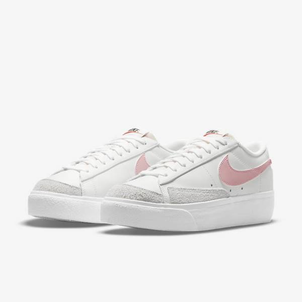 Αθλητικά Παπούτσια Nike Blazer Low flatforms γυναικεια ασπρα μαυρα ροζ | NK106VPJ