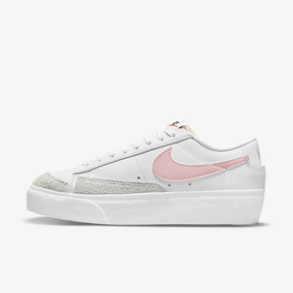 Αθλητικά Παπούτσια Nike Blazer Low flatforms γυναικεια ασπρα μαυρα ροζ | NK106VPJ