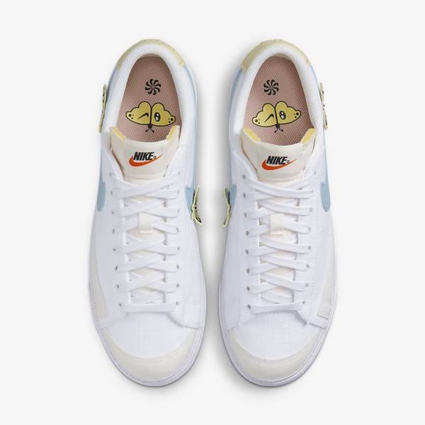 Αθλητικά Παπούτσια Nike Blazer Low flatforms Next Nature γυναικεια ασπρα ροζ ασπρα μπλε | NK142GAM