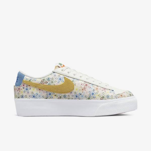 Αθλητικά Παπούτσια Nike Blazer Low flatforms γυναικεια μπλε ρουά μπλε | NK346XTE