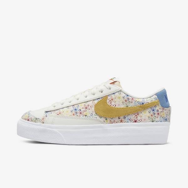 Αθλητικά Παπούτσια Nike Blazer Low flatforms γυναικεια μπλε ρουά μπλε | NK346XTE