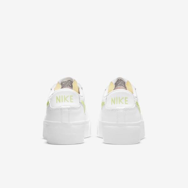 Αθλητικά Παπούτσια Nike Blazer Low flatforms γυναικεια ασπρα μαυρα ανοιχτο λεμόνι | NK745PHW