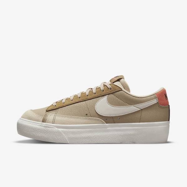 Αθλητικά Παπούτσια Nike Blazer Low flatforms SP γυναικεια Χακί ανοιχτο Μπεζ | NK968HZC