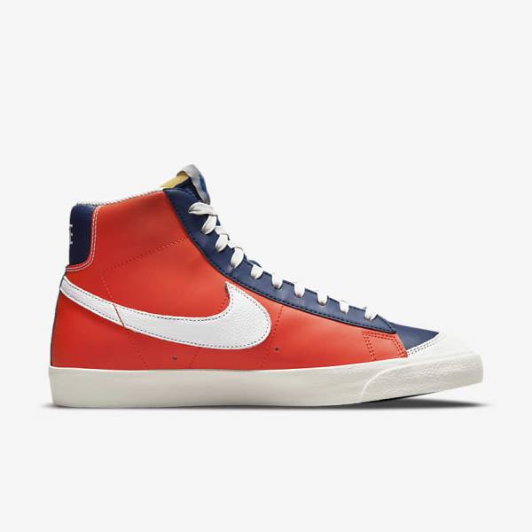 Αθλητικά Παπούτσια Nike Blazer Mid 77 EMB ανδρικα ασπρα μπλε πορτοκαλι | NK509EGK