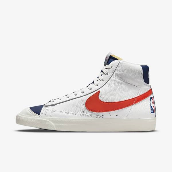 Αθλητικά Παπούτσια Nike Blazer Mid 77 EMB ανδρικα ασπρα μπλε πορτοκαλι | NK509EGK