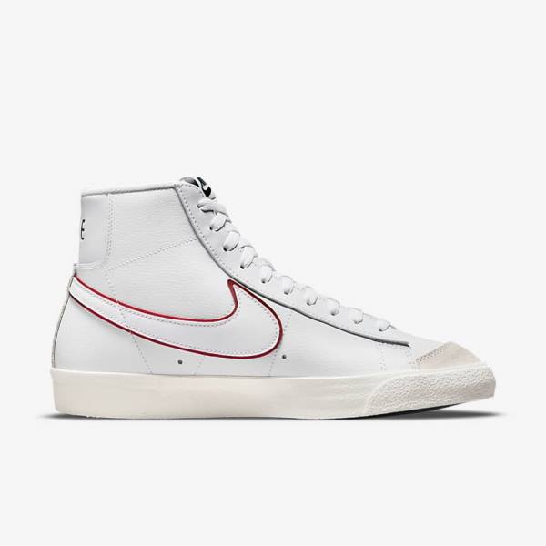 Αθλητικά Παπούτσια Nike Blazer Mid 77 ανδρικα ασπρα πρασινο μεταλλικός ασημι κοκκινα | NK237VEX