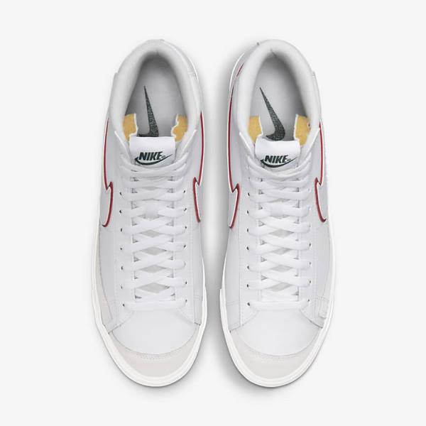 Αθλητικά Παπούτσια Nike Blazer Mid 77 ανδρικα ασπρα πρασινο μεταλλικός ασημι κοκκινα | NK237VEX