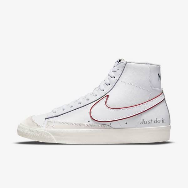 Αθλητικά Παπούτσια Nike Blazer Mid 77 ανδρικα ασπρα πρασινο μεταλλικός ασημι κοκκινα | NK237VEX