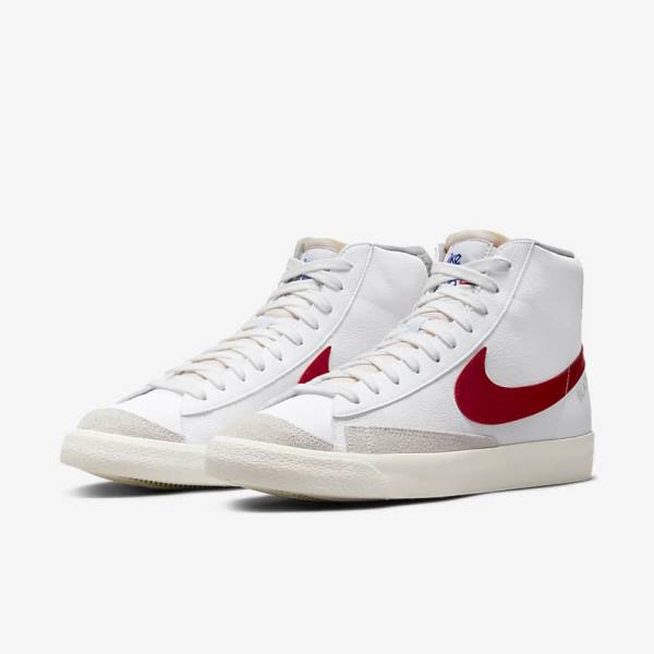 Αθλητικά Παπούτσια Nike Blazer Mid 77 ανδρικα ασπρα ανοιχτο γκρι κοκκινα | NK261AQP