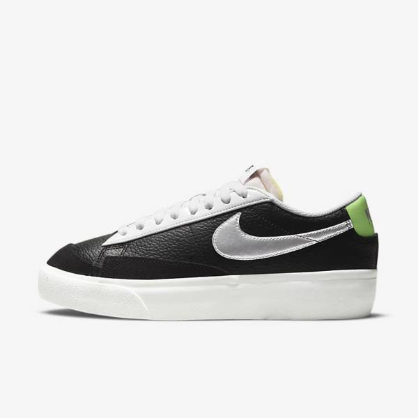 Αθλητικά Παπούτσια Nike Blazer flatforms γυναικεια μαυρα ασπρα πρασινο μεταλλικός ασημι | NK301WNR