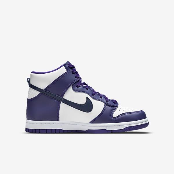 Αθλητικά Παπούτσια Nike Dunk High Older παιδικα ασπρα μωβ σκουρο μπλε | NK458UVZ