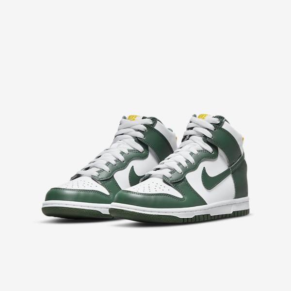 Αθλητικά Παπούτσια Nike Dunk High Older παιδικα πρασινο χρυσο χρωμα ασπρα | NK951ARZ