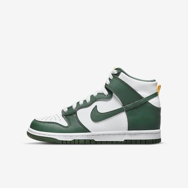 Αθλητικά Παπούτσια Nike Dunk High Older παιδικα πρασινο χρυσο χρωμα ασπρα | NK951ARZ