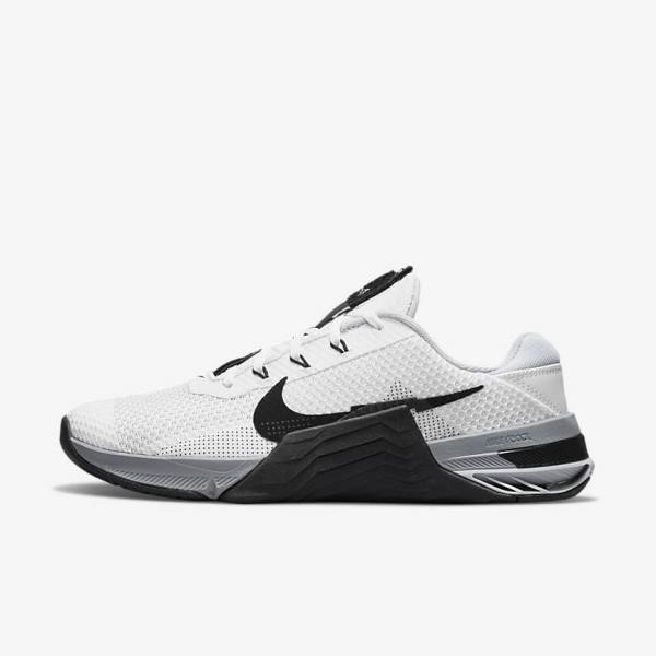 Αθλητικά Παπούτσια Nike Metcon 7 ανδρικα ασπρα γκρι Πλατίνα μαυρα | NK310URJ