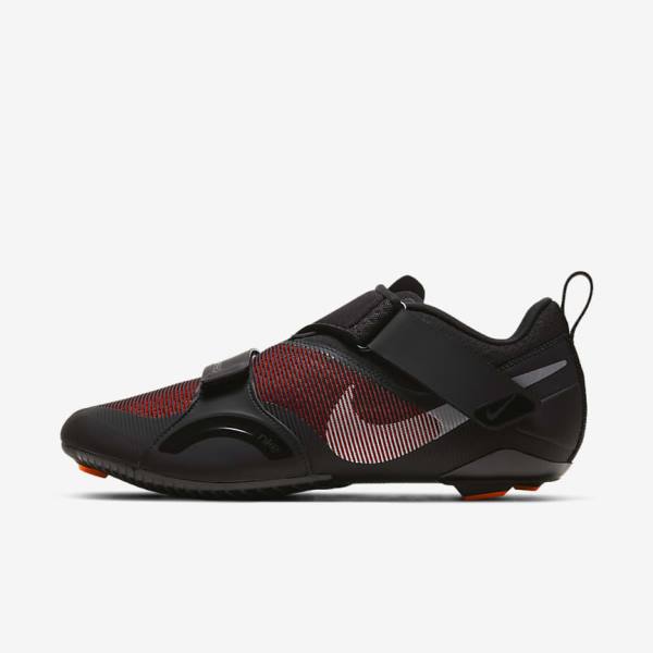 Αθλητικά Παπούτσια Nike SuperRep Cycle Indoor Cycling ανδρικα μαυρα κοκκινα μεταλλικός ασημι | NK913IYP