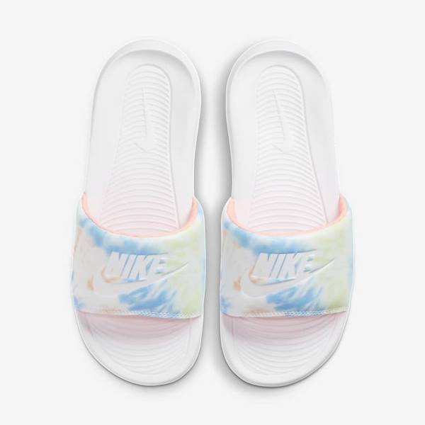 παντοφλεσ Nike Victori One Print γυναικεια ασπρα ανοιχτο Μάνγκο μπλε ασπρα | NK267UHW