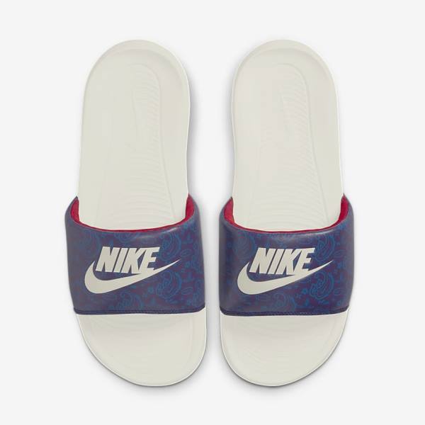 παντοφλεσ Nike Victori One Printed ανδρικα μπλε σκούρο μπλε κοκκινα | NK495VQP