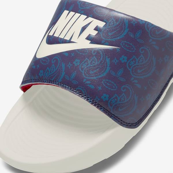 παντοφλεσ Nike Victori One Printed ανδρικα μπλε σκούρο μπλε κοκκινα | NK495VQP