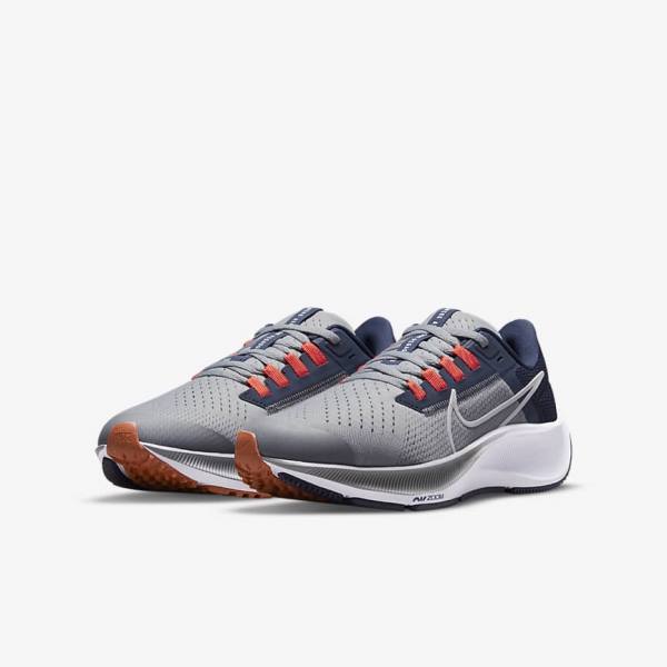 παπουτσια για τρεξιμο Nike Air Zoom Pegasus 38 Older δρομου παιδικα γκρι σκουρο μπλε πορτοκαλι ασπρα | NK940YUR