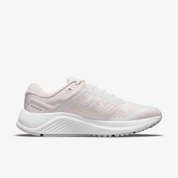 παπουτσια για τρεξιμο Nike Air Zoom Structure 24 δρομου γυναικεια ασπρα ανοιχτο ροζ γκρι πρασινο | NK108NRT