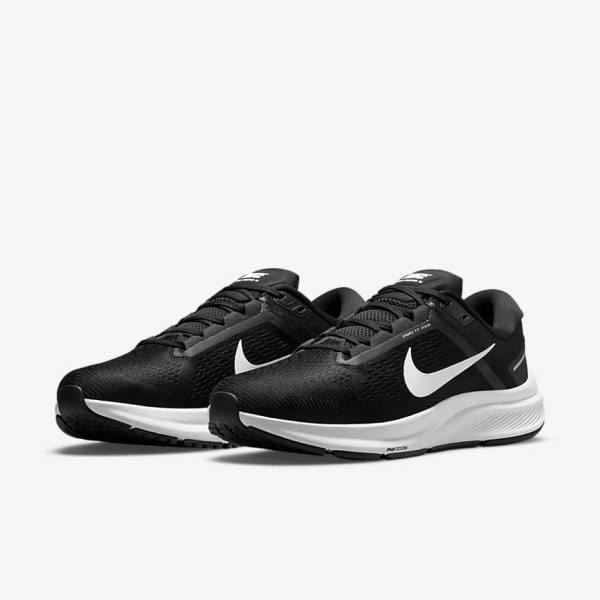 παπουτσια για τρεξιμο Nike Air Zoom Structure 24 δρομου ανδρικα μαυρα ασπρα | NK153FOA