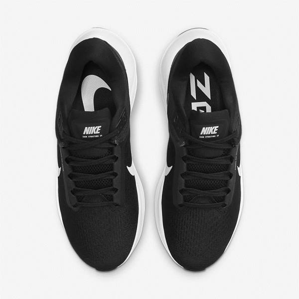 παπουτσια για τρεξιμο Nike Air Zoom Structure 24 δρομου γυναικεια μαυρα ασπρα | NK293XGQ