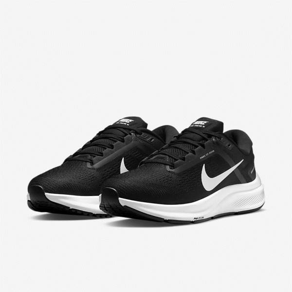 παπουτσια για τρεξιμο Nike Air Zoom Structure 24 δρομου γυναικεια μαυρα ασπρα | NK293XGQ