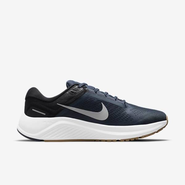 παπουτσια για τρεξιμο Nike Air Zoom Structure 24 δρομου ανδρικα μπλε μαυρα σκούρο οψιάνος γκρι | NK568UEP