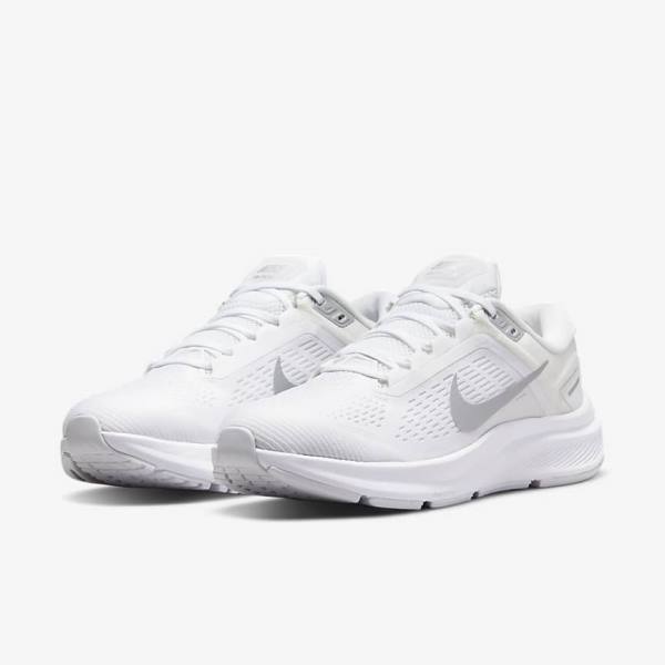 παπουτσια για τρεξιμο Nike Air Zoom Structure 24 δρομου γυναικεια ασπρα Πλατίνα Πλατίνα μεταλλικός ασημι | NK649KEZ