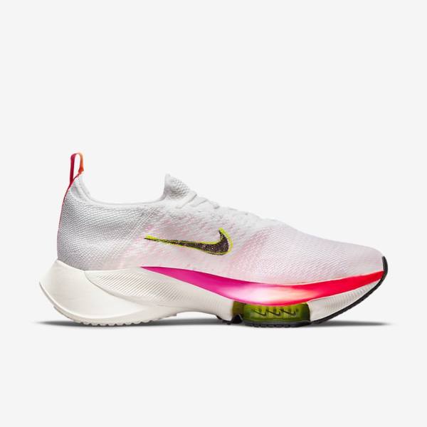 παπουτσια για τρεξιμο Nike Air Zoom Tempo NEXT% Flyknit δρομου ανδρικα ασπρα κοραλι ροζ μαυρα | NK284HML