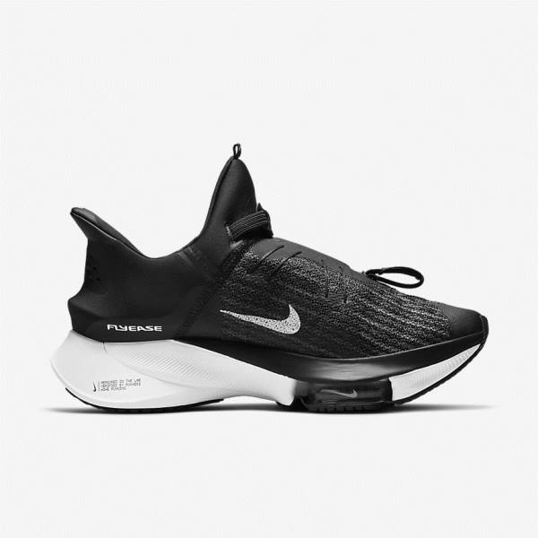 παπουτσια για τρεξιμο Nike Air Zoom Tempo NEXT% FlyEase Easy On-Off δρομου ανδρικα μαυρα ασπρα | NK526RHW