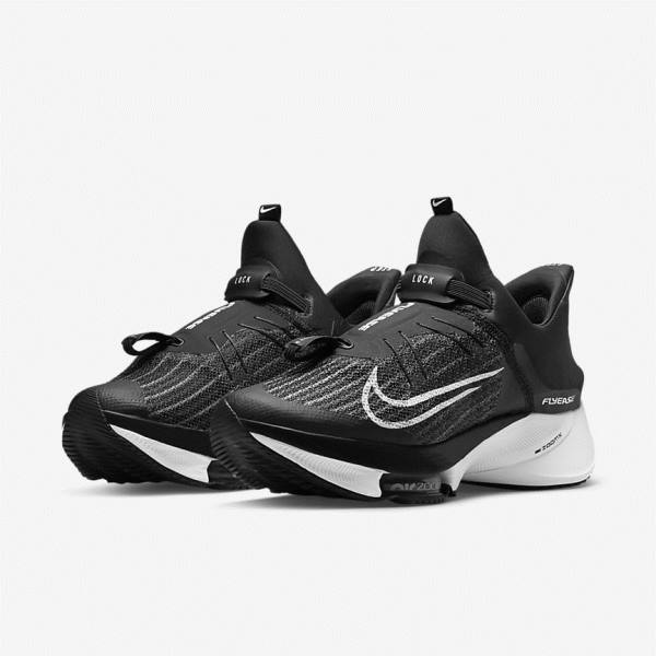 παπουτσια για τρεξιμο Nike Air Zoom Tempo NEXT% FlyEase Easy On-Off δρομου ανδρικα μαυρα ασπρα | NK526RHW