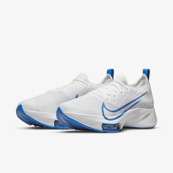 παπουτσια για τρεξιμο Nike Air Zoom Tempo NEXT% δρομου ανδρικα ασπρα Πλατίνα μαυρα μπλε | NK526YCR