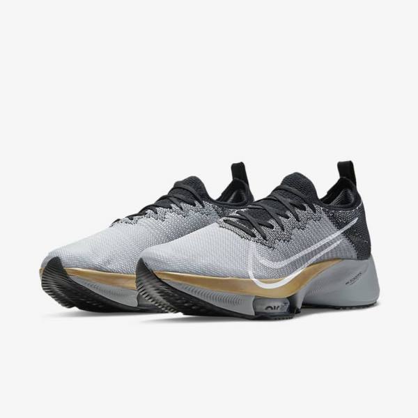 παπουτσια για τρεξιμο Nike Air Zoom Tempo NEXT% δρομου ανδρικα μαυρα Πλατίνα γκρι ασπρα | NK716ZDK