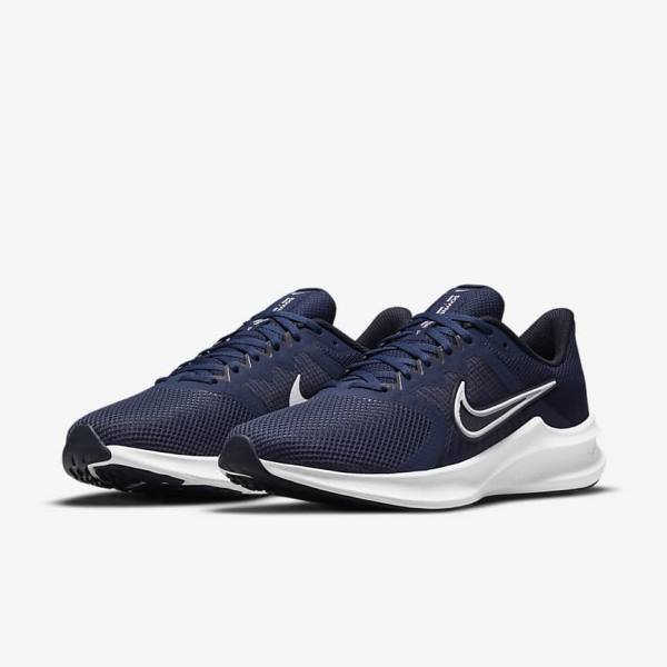 παπουτσια για τρεξιμο Nike Downshifter 11 δρομου ανδρικα σκουρο μπλε σκούρο οψιάνος ασπρα | NK024TYQ